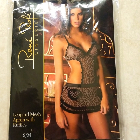 NWT Leopard Mesh Apron with Ruffles Small/Medim - Picture 2 of 6